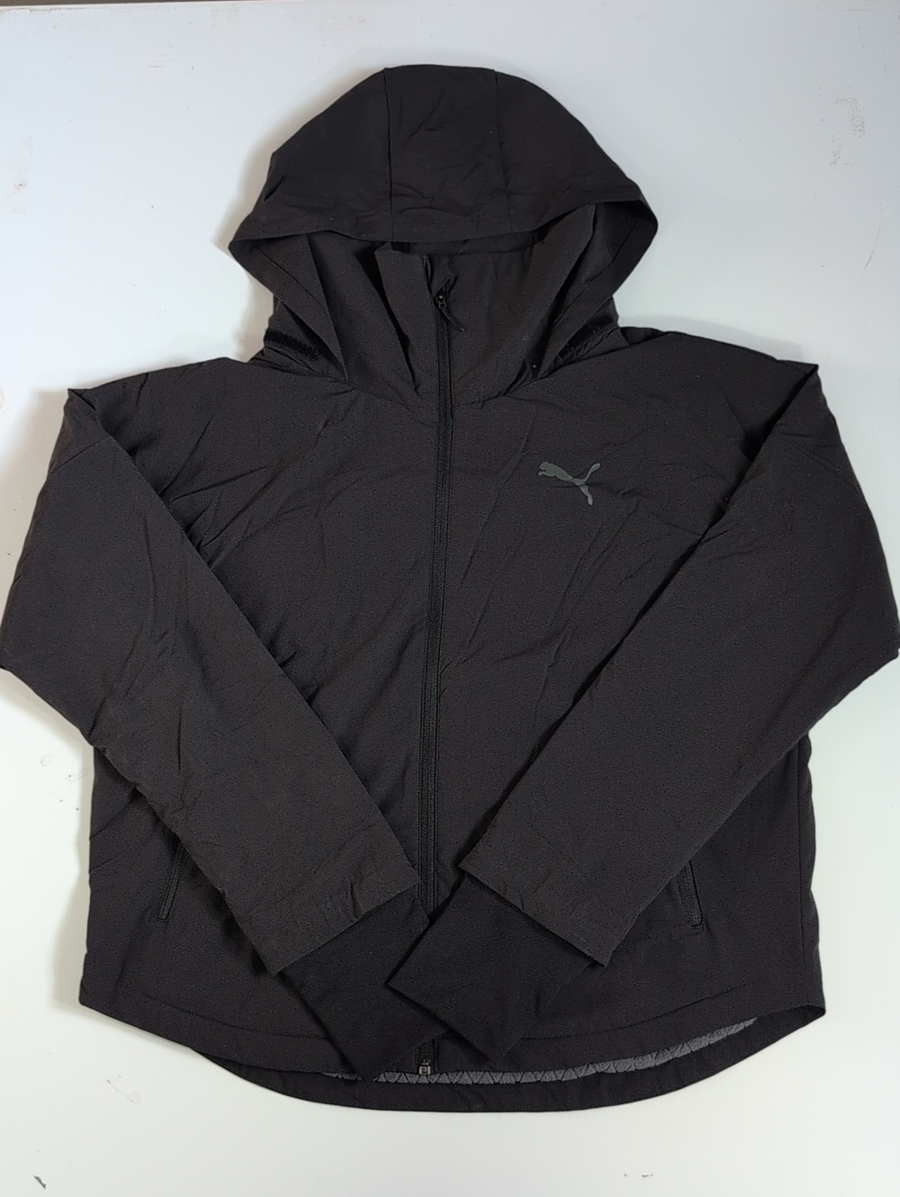Puma Black Hooded Windbreaker Fleece Jacket
